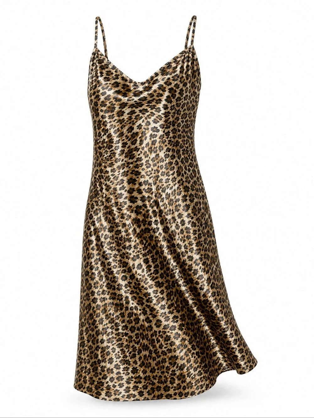 Vintage Gilligan & O'Malley Leopard Print Satin Slip Nightgown Size L